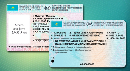 Новые образцы водительских прав и техпаспорта утвердили в Казахстане